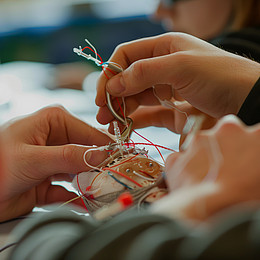Ein Close-Up eines Experiments mit Schaltern