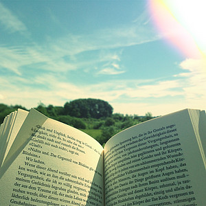 Reading book in the grass