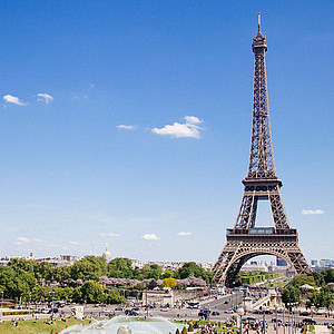 The Eiffel Tower on a sunny day