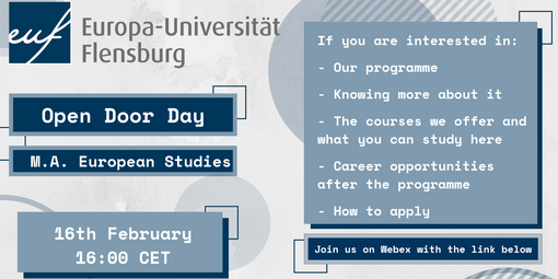 Poster zum Open Door Day des Master-Studiengangs European Studies