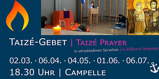 Fotos aus der Campelle mit Einladung zum Taize-Gebet